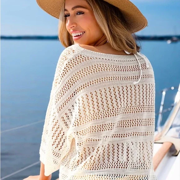 Cream Knit Swim Cover-Up - Picture 2 of 3